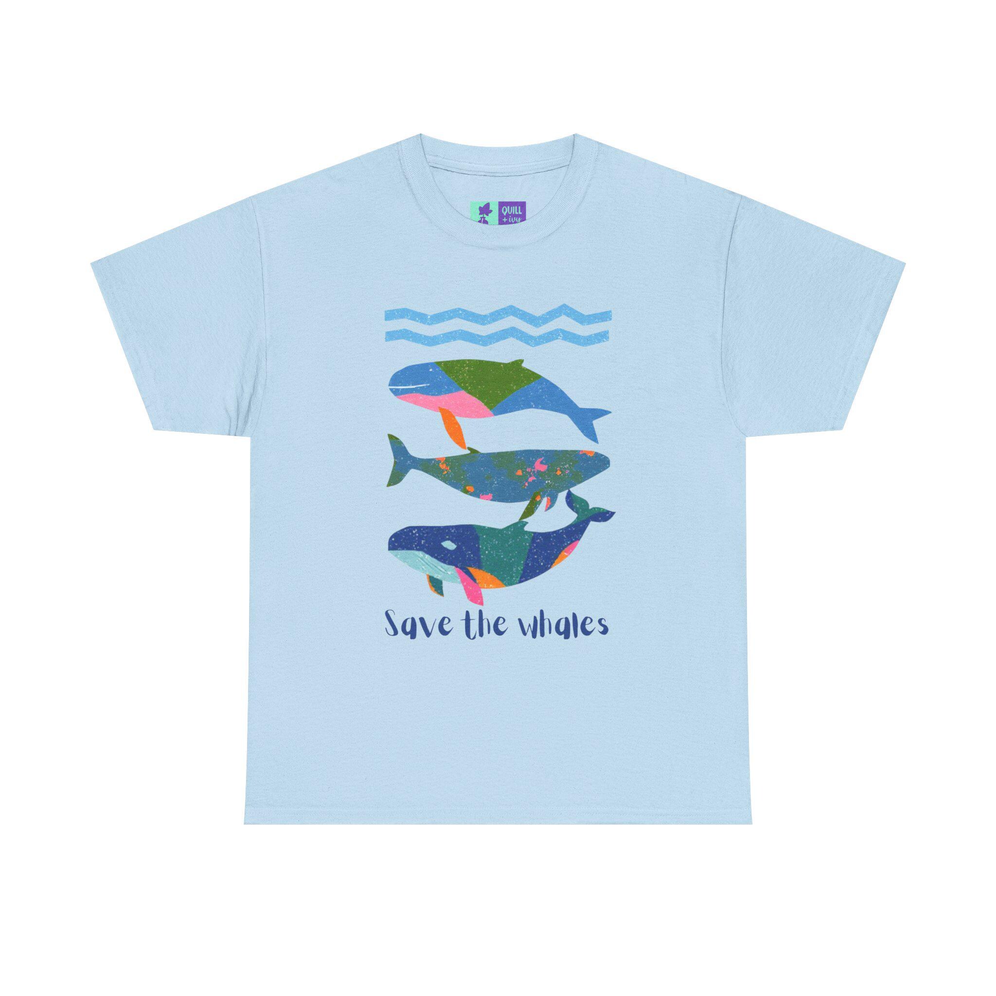 Save the Whales T-shirt | Colorful Whale Illustration, Ocean Waves - Etsy