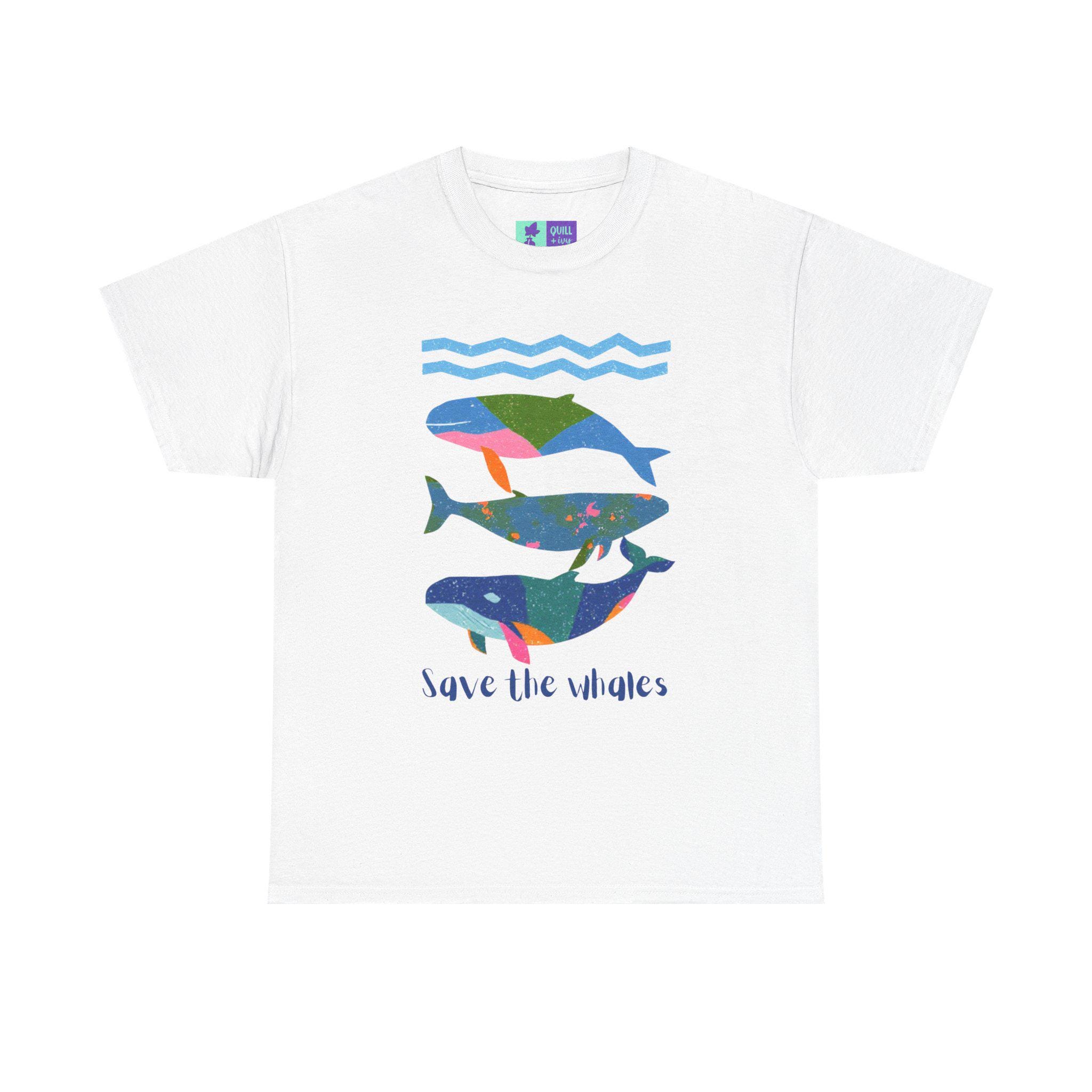 Save the Whales T-shirt | Colorful Whale Illustration, Ocean Waves - Etsy
