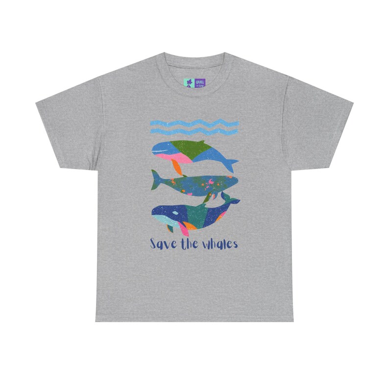 Save the Whales T-shirt | Colorful Whale Illustration, Ocean Waves - Etsy