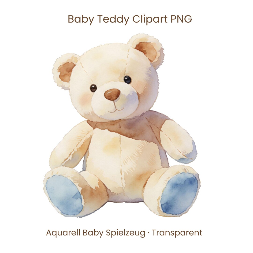 Baby Teddy Bear Clipart PNG, Watercolor Teddy Illustration, Nursery ...