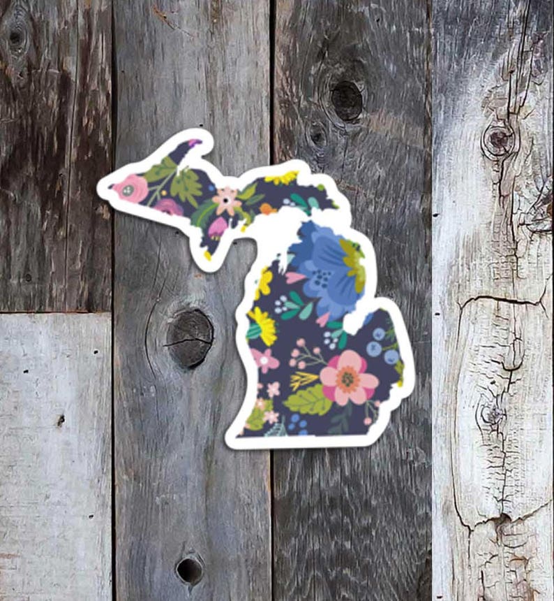 Unique Michigan map decals Floral Michigan Sticker