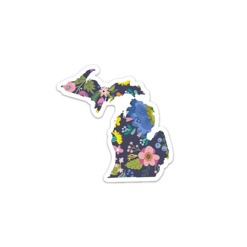 Unique Michigan map decals Floral Michigan Sticker