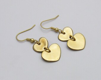 Handmade Silver Heart Earrings Heart Dangle Earrings Heart | Etsy