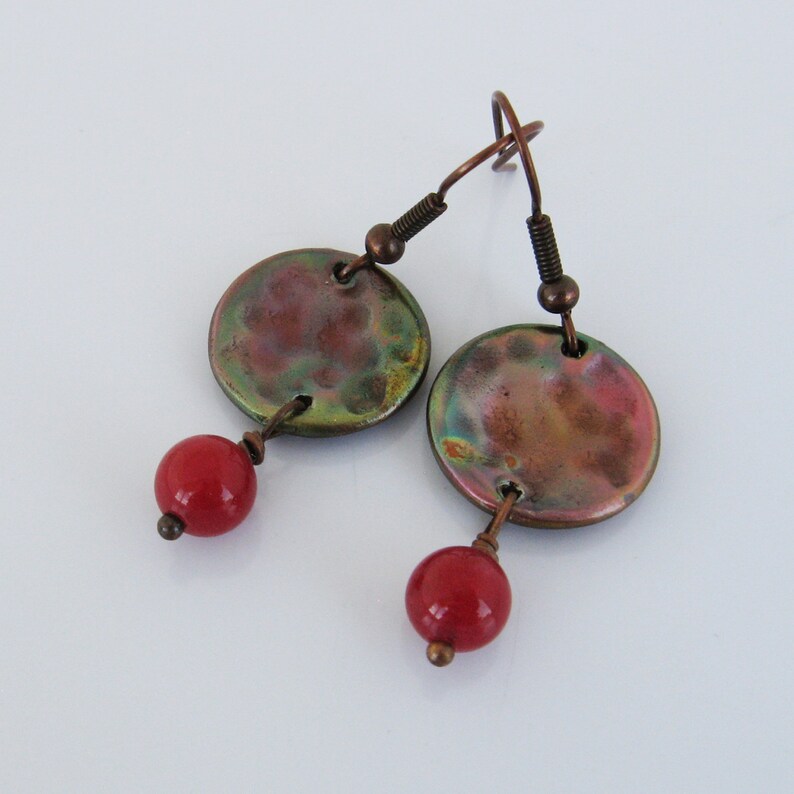 Handmade Hammered Copper Disc Earrings With Heat Patina and Etsy