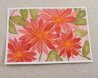Original Mini Hand Painted Watercolor Daisies Painting | Pretty In Pink