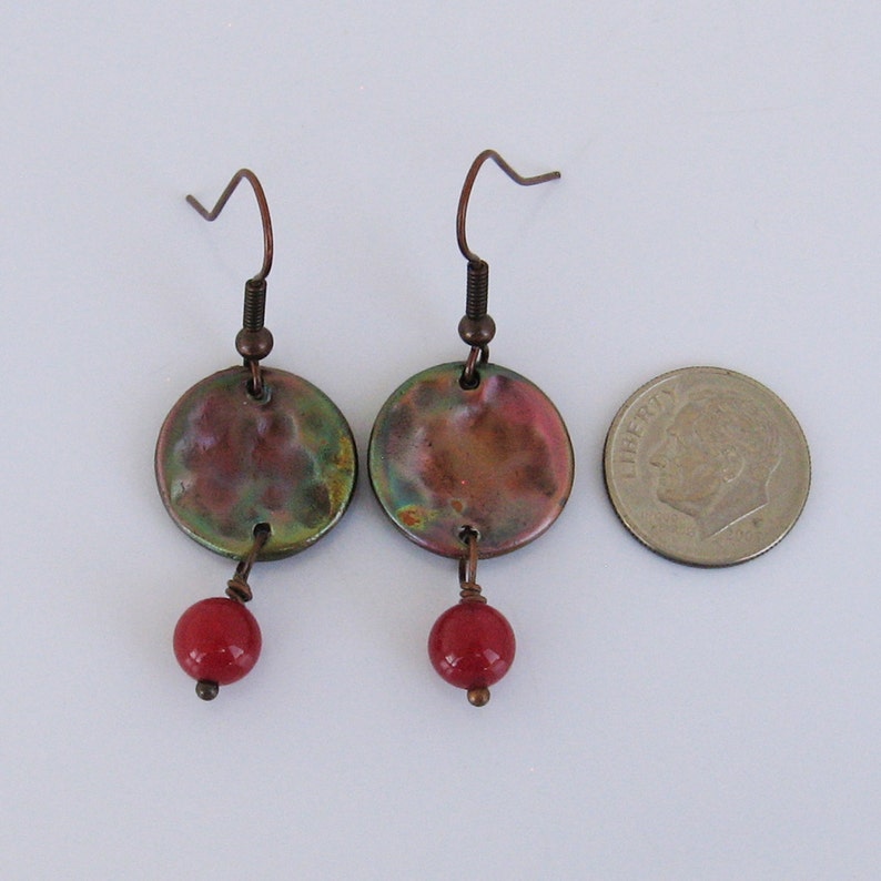 Handmade Hammered Copper Disc Earrings With Heat Patina and Etsy