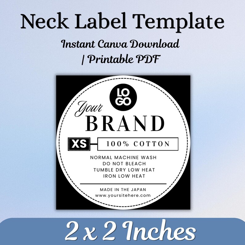 Free Neck Label Template.pdf T-shirt Neck Label Template Canva Editable, Clothing Label Template ...
