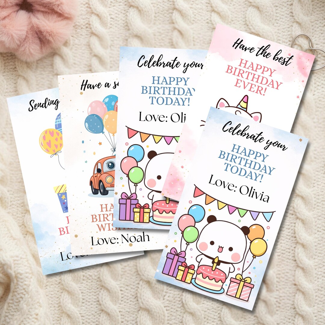Custom Birthday Stickers Template Editable in Canva, Personalized Party ...