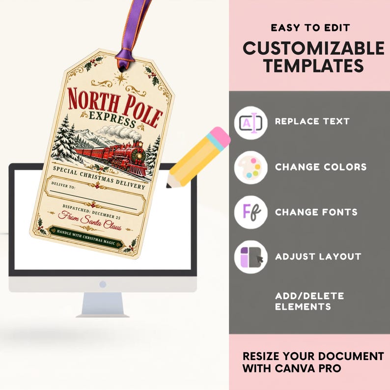 North Pole Express Gift Tags, Printable Santa Special Delivery Labels ...