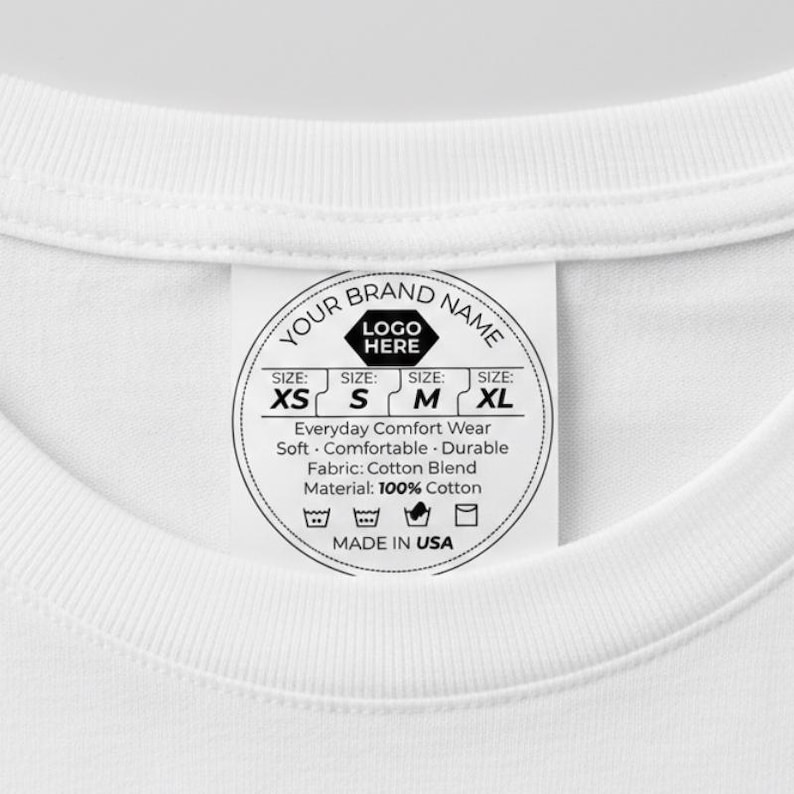 Editable Tshirt Neck Label Template Canva, Custom Clothing Tag Design