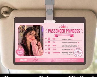 Passenger Princess License Template, Editable Photo ID Card, Funny Girlfriend Wife Gift, Printable Canva Digital Download