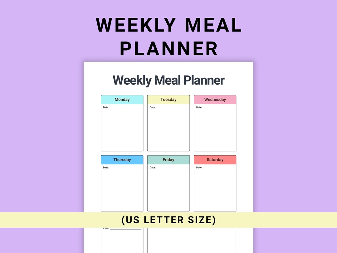 Weekly Meal Planner Printable Minimalist Meal Planning Template Weekly ...