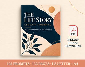 Life Story Legacy Journal for Seniors 105 Journal Guided Prompts Family History Memory Book Printable Retirement Journal Keepsake