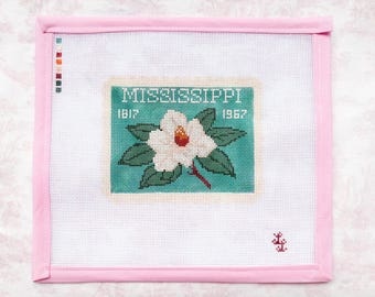 Mississippi Stamp - Hand-Painted Needlepoint Canvas