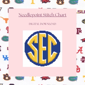 Needlepoint Chart SEC South Eastern Conference - Digital PDF Download