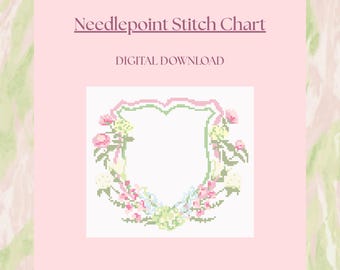 Naaldpuntkaart lelie- en pioenroos - digitale pdf-download