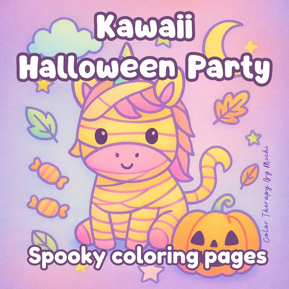Kawaii Halloween Coloring Book Bold & Easy Spooky Cute Pages for Kids, Preschoolers and Adults | Fun Cozy Halloween Activities