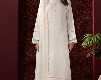 Ivory Pearl Embroidered Lawn Suit with Dupatta