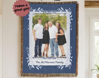 Personalized Woven Blanket, Custom Photo Throw, Family Photo Blanket, Gift for Mothers Day, Grandma Gift, Anniversary Gift, HousewarmingGift