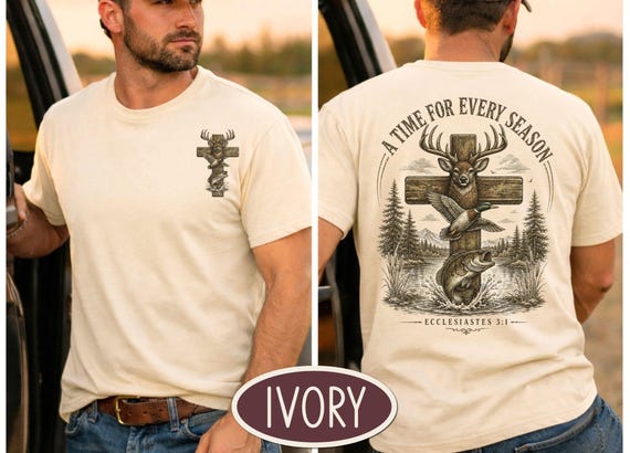 Outdoorsman Gift, A Time for Every Season Christian Tee, Wildlife Crest T-Shirt, Comfort Colors 1717, Faith Gift for Him, Christian Tshirt