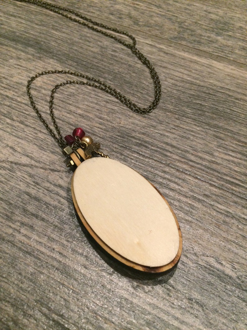 Embroidered Necklace Red Wine Wine Glass Pendant Etsy