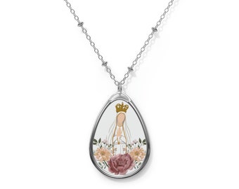 Ave Maria/ Catholic necklace/ Oval Necklace
