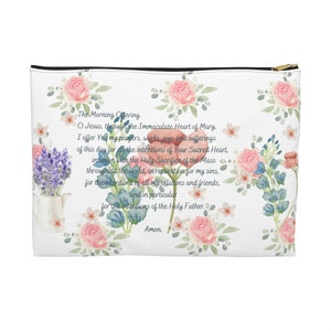 Kapellen-Schleier-Tasche - Katholische Messe-Tasche - Rosenkranz-Beutel / Tote - Baumwoll-Canvas-Reißverschlussbeutel mit Morgengebet