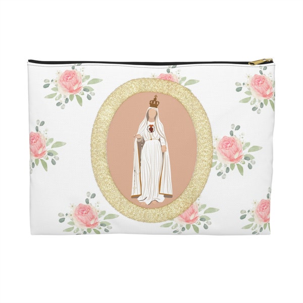 Our Lady of Fatima Chapel Veil Bag - Catholic Mass Bag - Rosary Pouch/Tote - Cotton Canvas Zipper Pouch