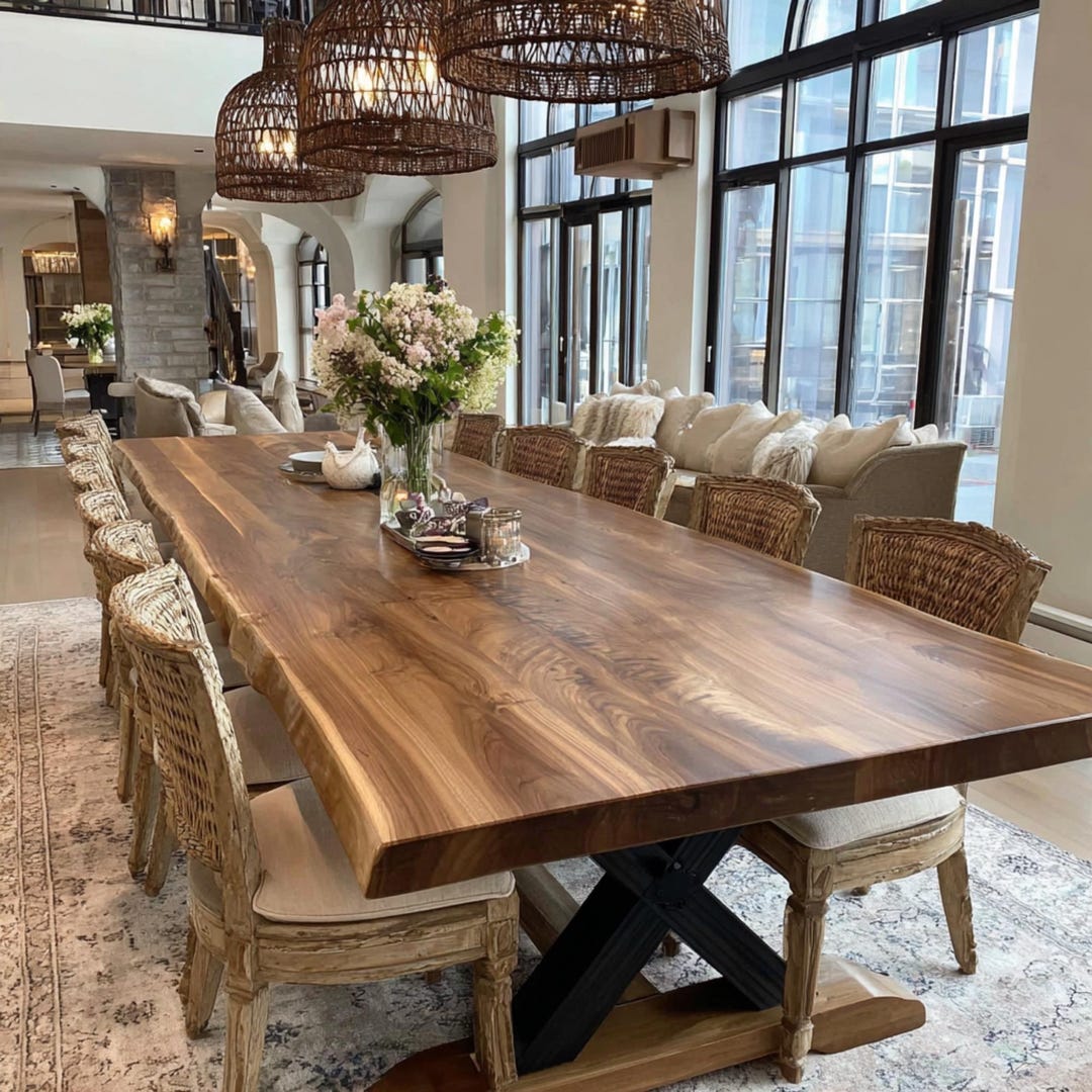 Handmade Solid Walnut Dining Table - Rustic Farmhouse Style - Etsy