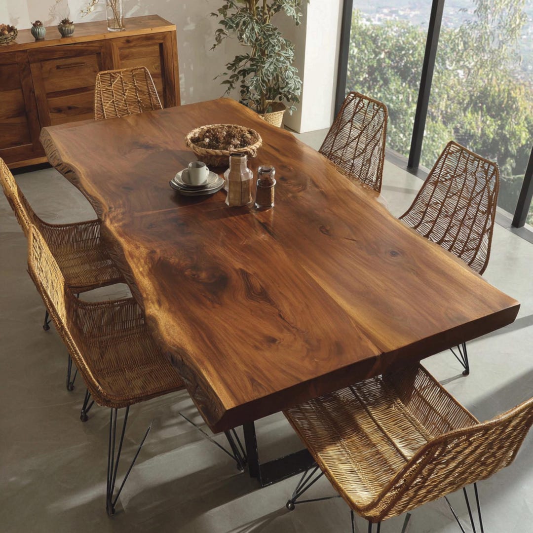 Solid Walnut Wood Dining Table – Handmade Rustic Farmhouse Kitchen ...