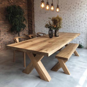 Handmade Solid Walnut Dining Table: Rustic Farmhouse Style