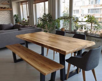 Handmade Solid Walnut Dining Table – Rustic Modern Farmhouse Style