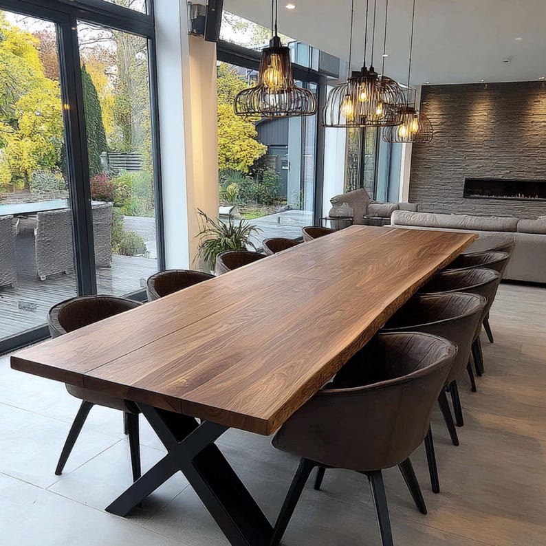 Handmade Solid Walnut Dining Table - Custom Rustic Wood Furniture ...