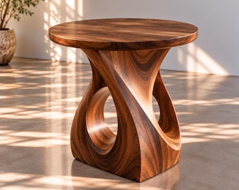Small Side Table, Modern Wood End Table, Sculptural Accent Table, Minimalist Bedside Table