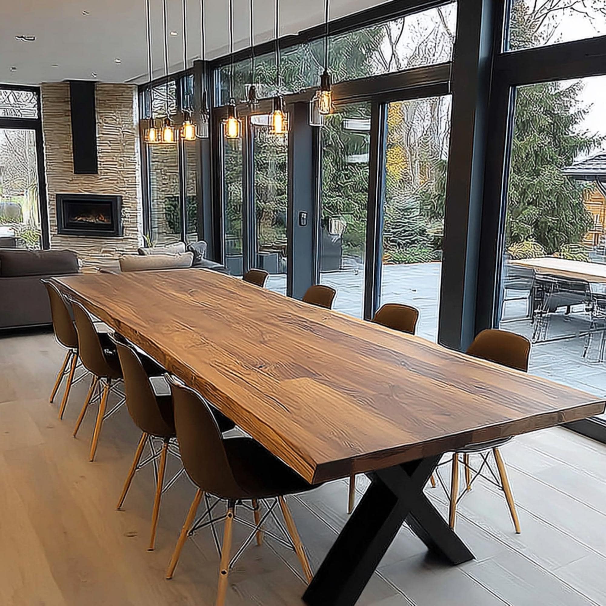 Handmade Solid Walnut Dining Table - Custom Rustic Wood Furniture ...