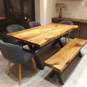 Handmade Walnut Dining Table: Rustic Farmhouse Kitchen Furniture