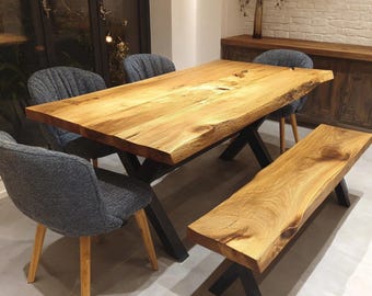 Handmade Walnut Dining Table: Rustic Farmhouse Kitchen Furniture