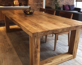 Handmade Solid Walnut Dining Table: Rustic Farmhouse Kitchen Furniture