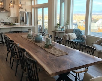 Handmade Solid Walnut Dining Table – Rustic Farmhouse, Custom Size