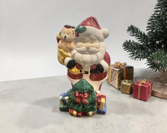 Vintage Weihnachtsmann Servietten Weihnachtskartenhalter Baum Design