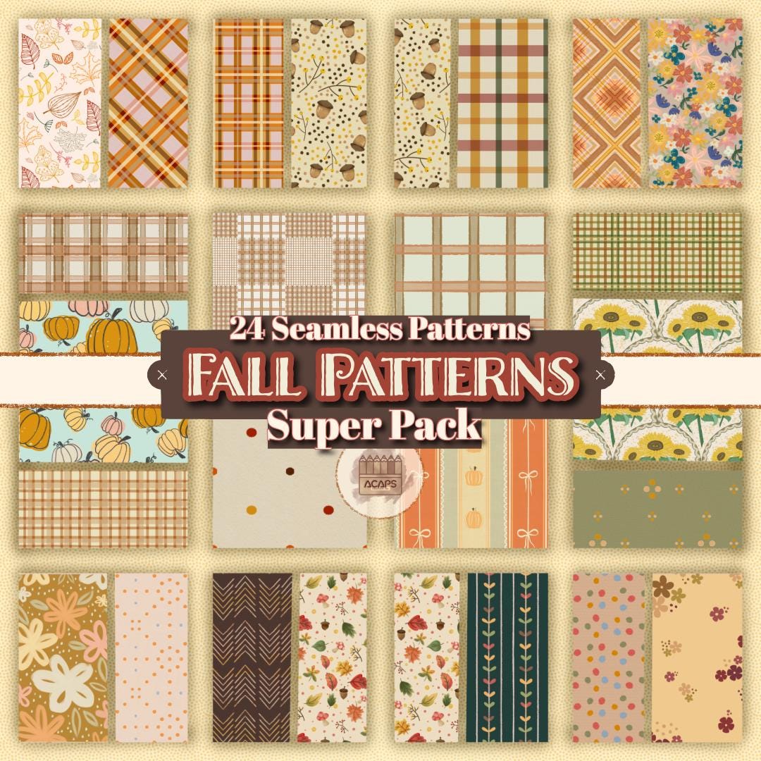 Fall Seamless Pattern Design Fall Seamless Patterns Super Pack - Etsy
