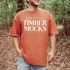 Comfort Colors 1717 Yam Mens Mockup | CC1717 Yam Tshirt Mock | Real Person Model | Outdoor Aesthetic