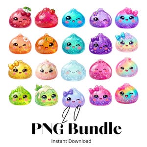 Pacote de imagens PNG de bolinhos de glitter, designs PNG de comida kawaii, estampa para camiseta macia, download digital