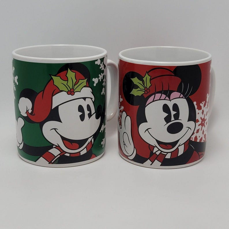 ヴィンテージ ディズニー ギャラリー ミッキー＆ミニーマウス クリスマス ホリデー マグカップ セット ラージ 画像 2