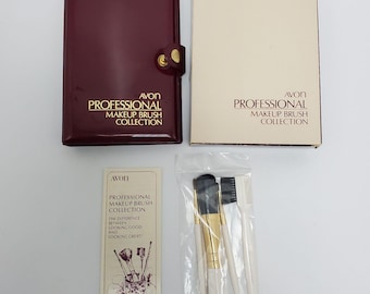 Vintage Avon Professional Travel Makeup Brush Collection 4 Piece Set