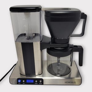 Cafetera de goteo programable de acero inoxidable HOMOKUS de 12 tazas con temporizador