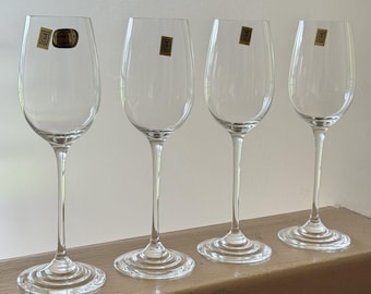 Copas de vino de cristal LRE checoslovacas vintage de tallo largo - Juego de 4