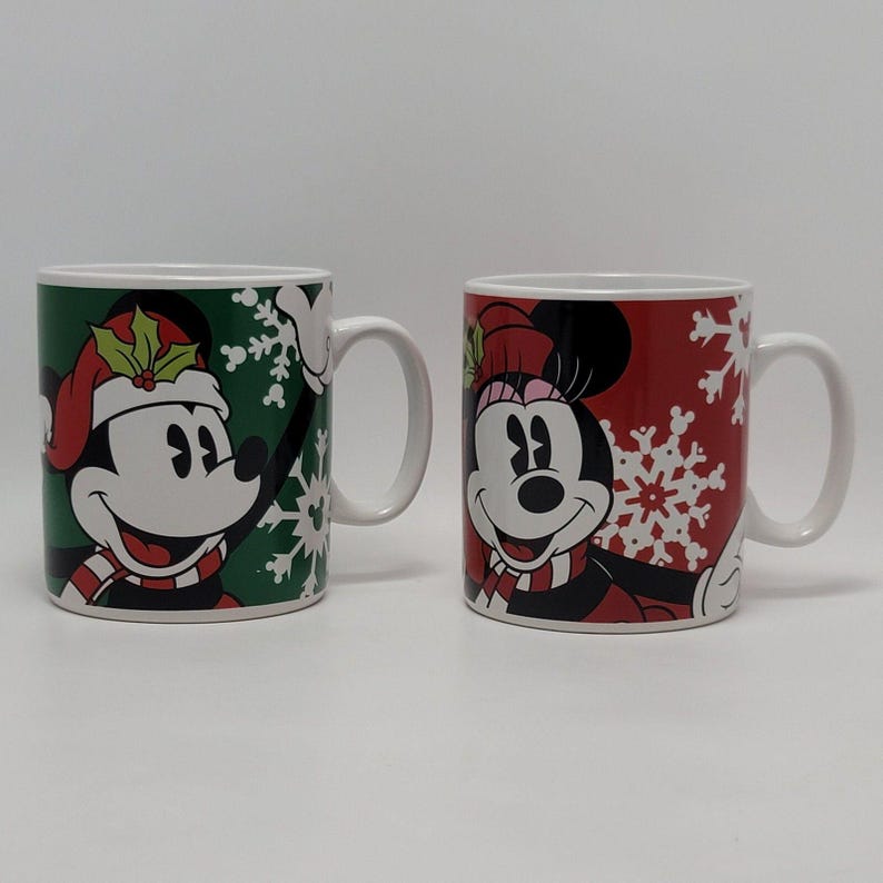 ヴィンテージ ディズニー ギャラリー ミッキー＆ミニーマウス クリスマス ホリデー マグカップ セット ラージ 画像 1