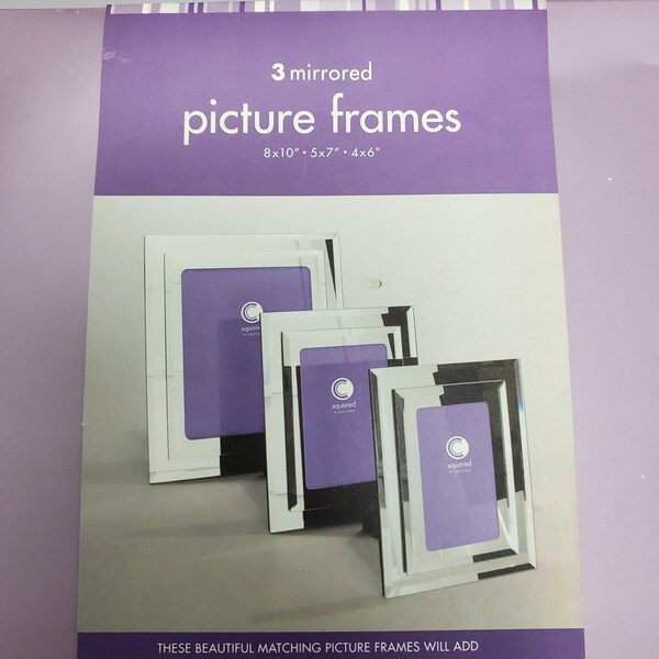Set Of Squared By Colin Cowie Three Matching Mirrored Pictured Frames Silver