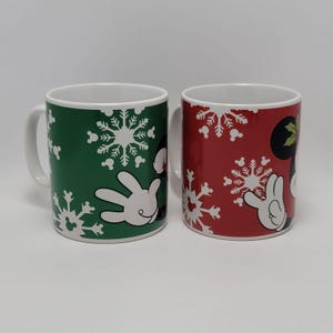 ヴィンテージ ディズニー ギャラリー ミッキー＆ミニーマウス クリスマス ホリデー マグカップ セット ラージ 画像 10